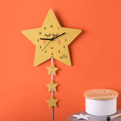 Children's Sleepy Star Matt Bedroom Clock With Name