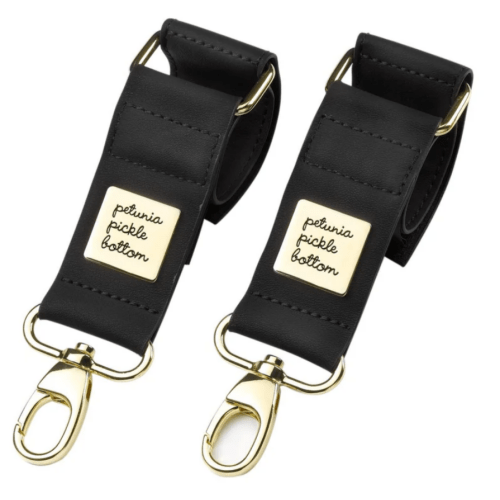 Valet Stroller Clips in Black Matte Leatherette