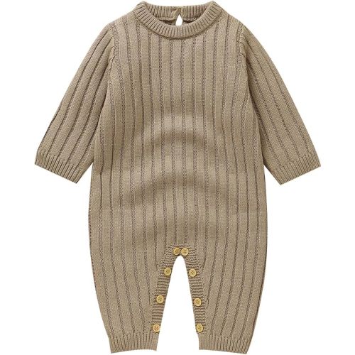 Unisex Baby Knit Romper Cotton Baby Sweater One Piece Newborn Infant Striped Solid Long Sleeve Jumpsuit Clothes