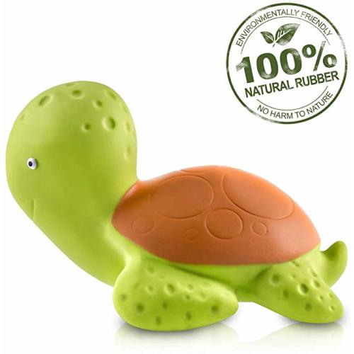 Pure Natural Rubber Baby Bath Toy - Mele the Sea Turtle - Without Holes, BPA, PVC, Phthalates Free, All Natural, Textured for Sensory Play, Sealed Bath Rubber Toy, Hole Free Bathtub Toy for Babies
