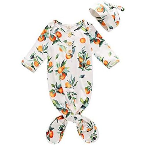 Moru Infant Baby Girls Cotton Sleeper Gowns Organic Cotton Floral Kimono Knotted Gown