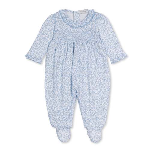 Fall Blooms Blue Smocked Footie