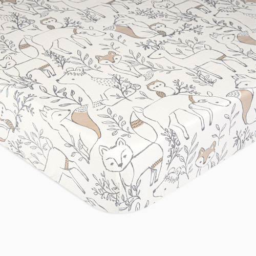Crane Baby Cotton Sateen Crib Fitted Sheet - Ezra Woodland