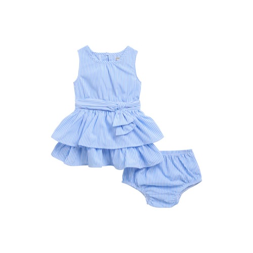 Stripe Tiered Dress with Bloomers, 12M
