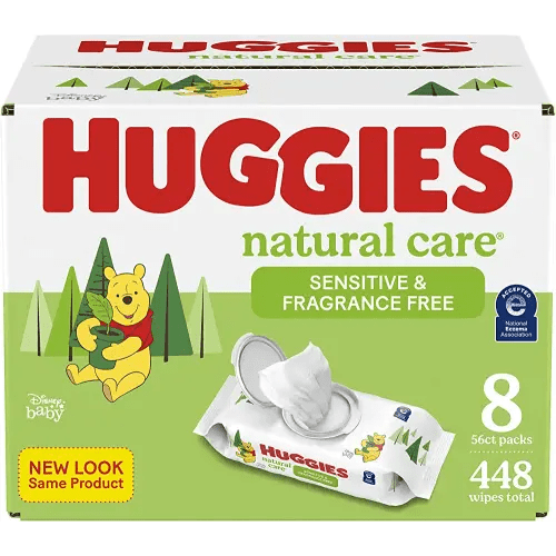 Amazon.com: Baby Wipes, Huggies Natural Care Sensitive Baby Diaper Wipes, Unscented, Hypoallergenic, 8 Flip-Top Packs, 56 Count (Pack of 8) : Everything Else