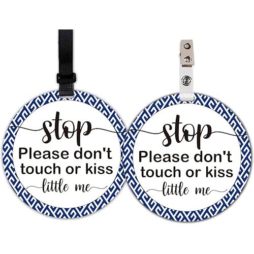 Do Not Touch Baby Signs, 2 Pack Baby Car Safety Signs Tags for Newborn Baby, Stop Touching Baby Car Seat Sign or Stroller Tag - No Touching Tag for Baby Car Accessories.
