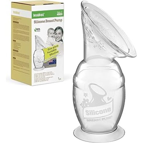 haakaa Manual Breast Pump for Breastfeeding, Silicone, Clear 4oz/100ml
