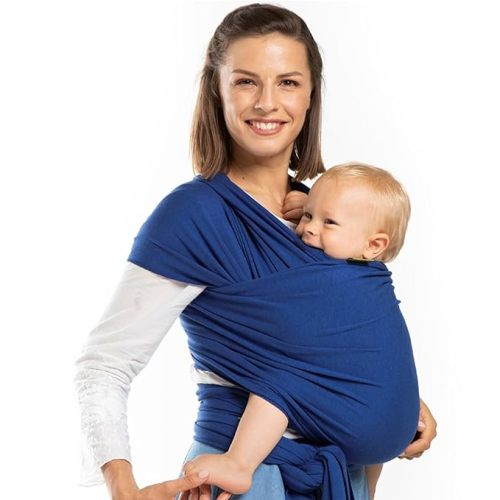 Boba Baby Wrap Carrier – Original Baby Sling Carrier for Newborns (7–35 lbs), Soft, Secure, Hands-Free & Ergonomic, Ideal for Comfortable Bonding, New Parents (Serenity Dark Blue)