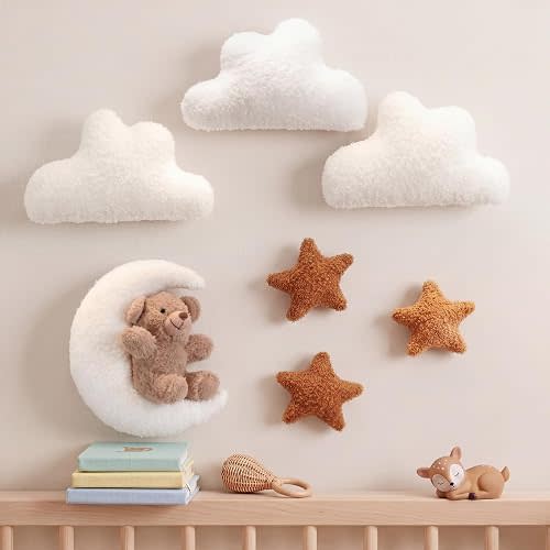 Chumia 7 Pcs Teddy Bear Nursery Wall Decor Moon Teddy Bear Wall Art