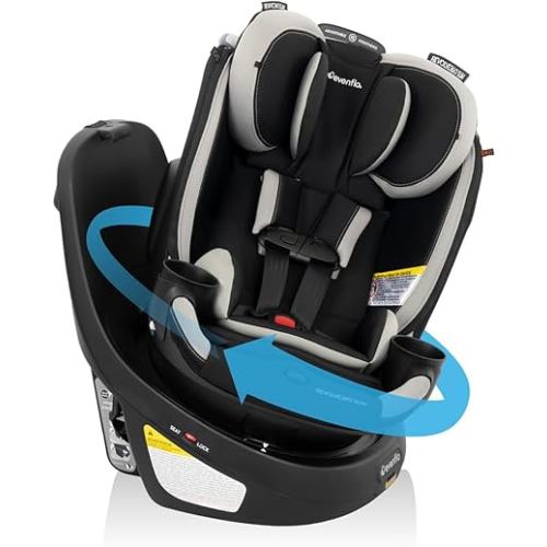 Evenflo Revolve360 Slim 2-in-1 Rotational Car Seat with Quick Clean Cover (Salem Black)