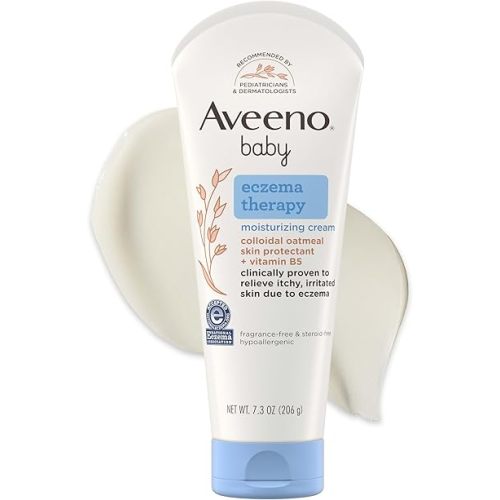 Aveeno Baby Eczema Therapy Moisturizing Cream for Dry, Itchy Skin, Natural Colloidal Oat & Vitamin B5, Hypoallergenic & ph-Balanced, No Added Steroids, Phthalates, Parabens or Fragrance, 7.3 oz