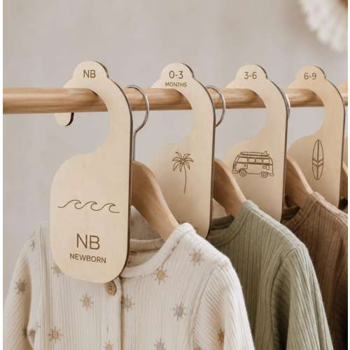 Wooden Baby Closet Dividers, Beach Nursery Organizer, Surf Baby Clothes Hangers