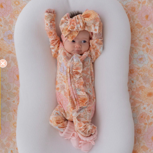 Frill Zip Romper | Pastel Bloom – Little and Fern