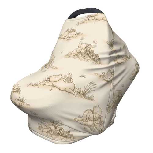 Classic Winnie the Pooh Multi Use Baby Car Seat Cover, Nursing Cover, Infant Carrier Cover, Pooh Baby Shower Gift, Stretchy Infant Cover