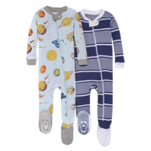 Little Planets Organic Baby Zip Front Snug Fit Footed Pajamas 2 Pack | Burt's Bees Baby®