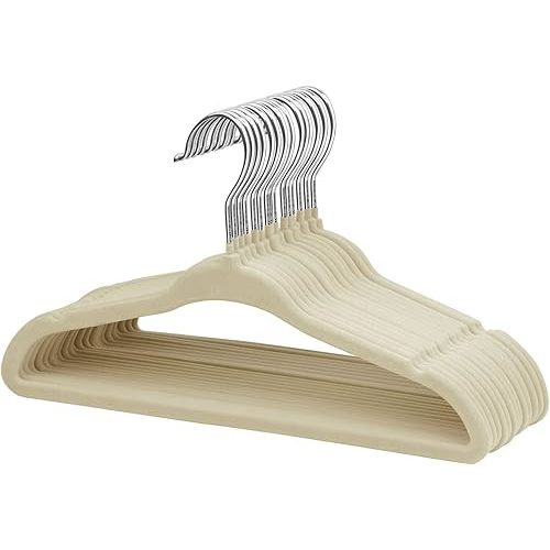 ManGotree Baby Velvet Clothes Hangers, Childrens Kids Hangers for Clothes Space Saving Non-Slip 15 Pack (Beige)