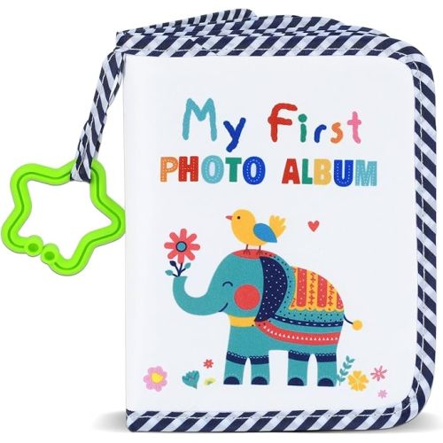 Baby's My First Family Album Soft Photo Cloth Book Elephant My First Book of Photos Baby Memory Album Gift Holds 4x6 Pictures for Babies Newborn Toddler & Kids Baby Shower