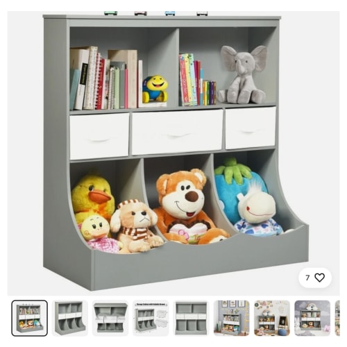 Combo kids Toys Organizer Cubby Storage Toddler Cloth Bookshelf Unit W/3 Basket