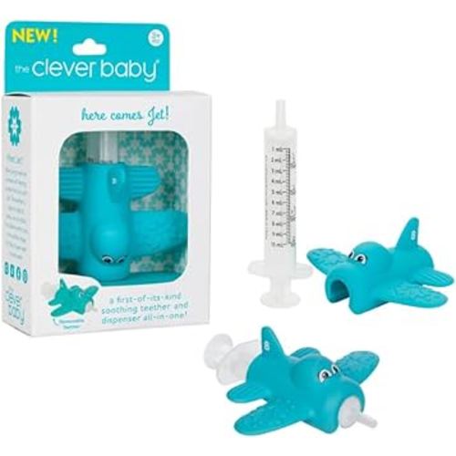 Teether & Dispenser Duo – Jet | Patented 2-in-1 Teether + Medicine Dispenser | Soothes Teething Babies & Makes Medicine Time Easier | BPA Free, Baby Shower Essential