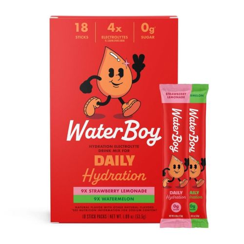 Waterboy Daily Hydration Sports Drink Variety Pack - Strawberry Lemonade + Watermelon - 1.89oz/18ct