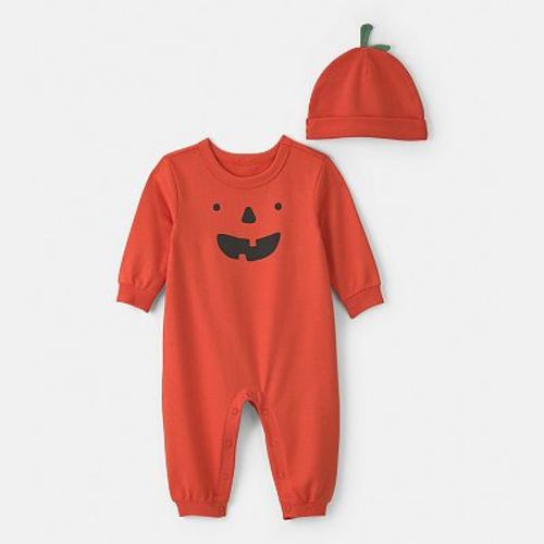 Baby Carter's 2-Piece Pumpkin Long-Sleeve Jumpsuit & Hat Set