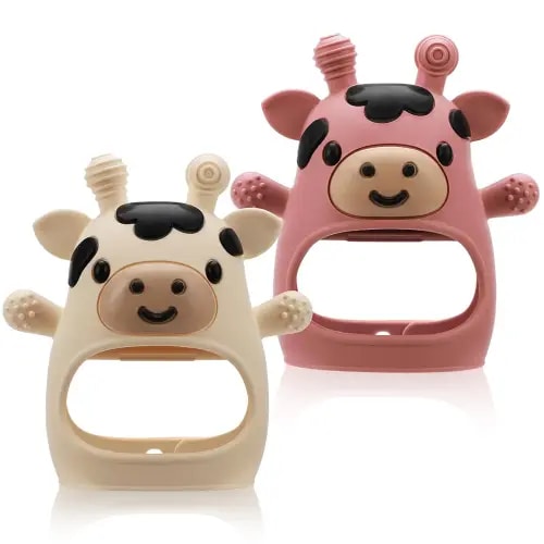 2 Pack Baby Teething Toys for 3-6 6-12 Months, Food Grade Silicone Infant Teether Mitten, Baby Essentials Teething Relief, Newborn Essentials Chew Toys for Sucking Needs