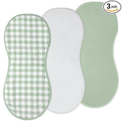 3 Pcs Changing Pad Liners Fits in Peanut Shape Changing Pad Waterproof Diaper Mats Organic Cotton Peanut Mats are Warm on a Baby's Back, Washable Reusable(Plaid Style,Green)