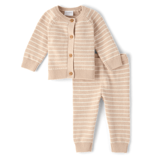 Baby Striped 2-Piece Outfit Set - Cream