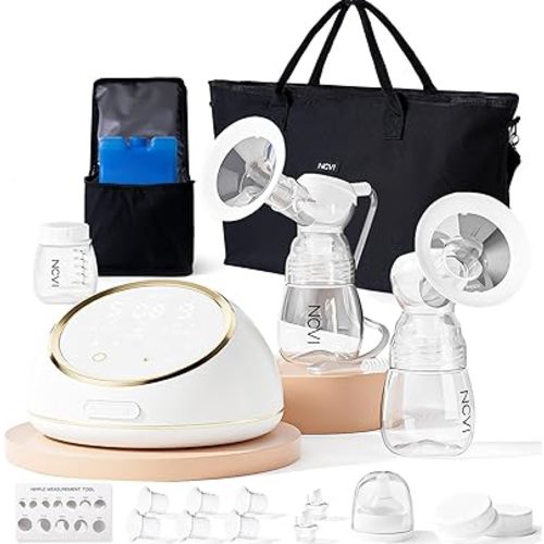 NCVI Electric Breast Pump F1 Pro, Micro-Vibration with Hospital-Grade Suction for Comfort & Efficiency, Long-Lasting Battery, Independent Suction & Rhythm for Each Breast, Portable Breastfeeding Pump