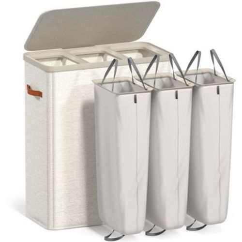 Sorbus 3-Compartment Laundry Basket with Removable Laundry Bag - Durable Organizer for Bathroom, Bedroom, or Laundry Room - Space Saving Design