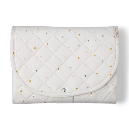 Makemake Organics Organic Portable Changing Pad GOTS Certified Organic Cotton Fill Portable Diaper Changing Mat Diaper Clutch Changing Station Kit Compact Travel Pad (33"x34", Dotty)
