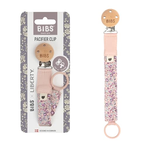 Bibs Baby Pacifier Clip Eloise 0+ Years | Organic Cotton | Nickel-Free Metal Clips | One Size | Made in Denmark | Eloise Blush