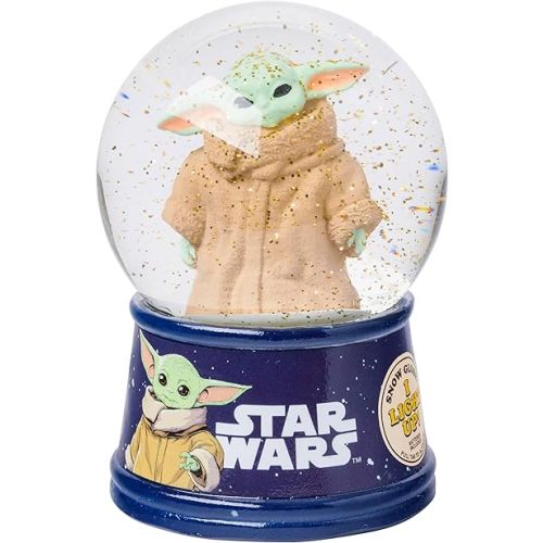 Silver Buffalo Star Wars The Mandalorian Light Up Snow Globe│Grogu Baby Yoda│5.5 Inches Tall, 100mm (Stardard)