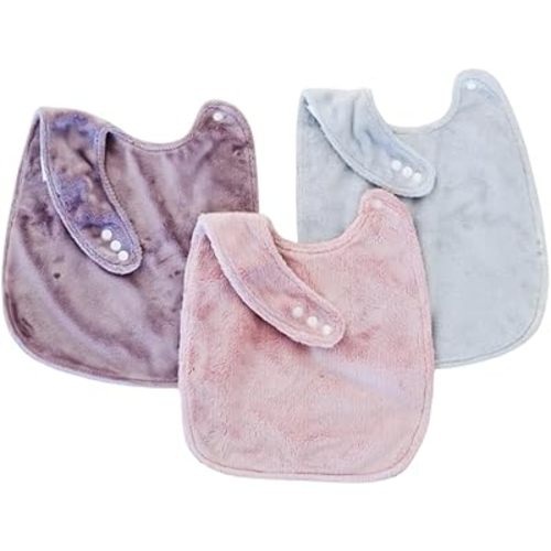 SARANONI Minky Bibs Lush Baby Blanket | Super Soft Blanket & Absorbent Poly Microfiber, Gentle on Sensitive Skin, Durable & Easy to Wash | Girl 3-Pack