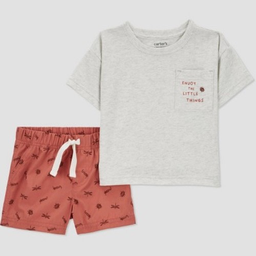 Carter's Just One You® Baby Boys' 2pc Tropical Top & Shorts Set - Orange/Brown, Size: 3M