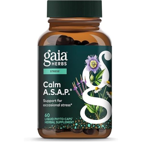 Gaia Herbs Calm A.S.A.P. - Stress Support Supplement with Skullcap, Passionflower, Chamomile, Vervain, Holy Basil & More - Supports Calm* - 60 Vegan Liquid Phyto-Caps (20 Servings)