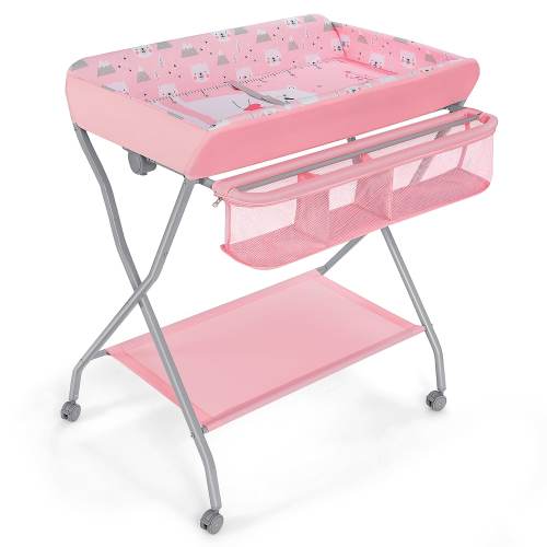 Baby Changing Table Folding Diaper Changing Station w/ Safety Belt & - See Details