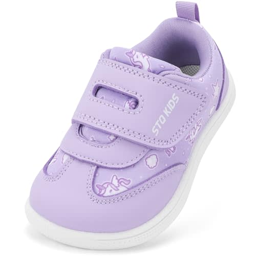 STQ KIDS Wide Toe Box Toddler Shoes Zero Drop Boys Girls Barefoot Shoe Non-Slip Little Kids Sneakers for First Walking