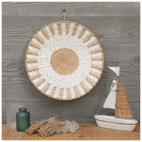 Cream & Natural Striped Basket Wall Decor
