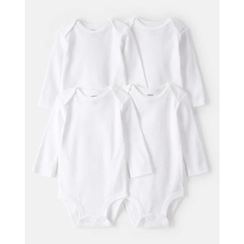 Baby 4-Pack Long-Sleeve Bodysuits - White | Carter's