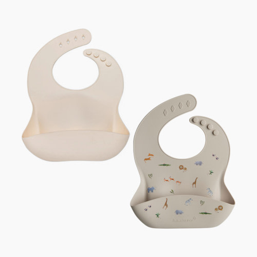 Loulou Lollipop Silicone Bib - Safari/Coconut Milk, 2