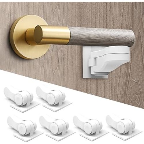 Yunkey Child Proof Door Lever Lock (6-Pack) - Low-Profile Design Helps Prevent Toddlers & Pets from Opening Doors, Fits Standard Lever Handles, 3M Adhesive, No Drill, Removes Cleanly