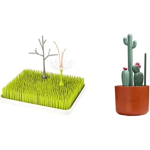 Boon Lawn & Twig & Stem Drying Rack and Cacti Bottle Cleaning Brush Bundle (7 Piece)