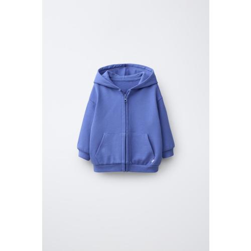 PLAIN ZIP SWEATSHIRT - Blue | ZARA United States