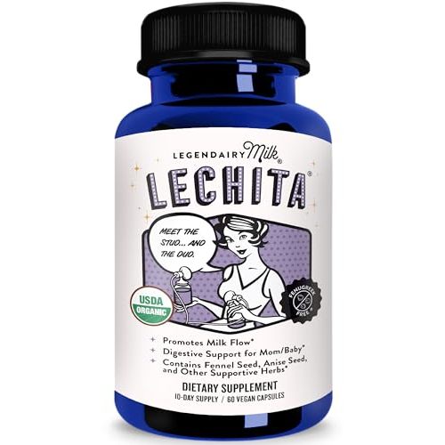 Legendairy Milk Lechita, Supports Milk Flow, Organic Fenugreek Free Breastfeeding Supplement, Organic Fennel & Anise, Made in USA, 60 Vegan Capsules