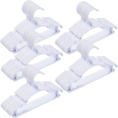 PLERISE 100-Pack White Plastic Baby Clothes Hangers, Kids Hangers for Toddler Infant Child Newborn, Standard Size Nursery & Laundry Hangers