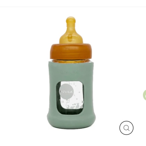 Hevea Wide Neck Baby Glass Bottle with Sleeve- 150ML/5OZ, single