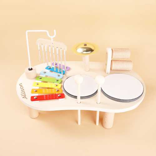 Personalized Wooden Percussion Toys,Montessori Preschool Music Toys, Children's Drum Set Xylophone, Musical Instruments Toddler Table