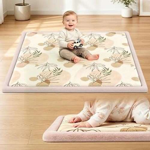 Baby Play Mat for Floor,1.3" Thick Elasti-Foam 47x47 Playpen Mat