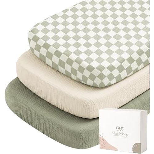 MairMore 3 Pack Muslin Baby Bassinet Sheets for Bedside Sleepers